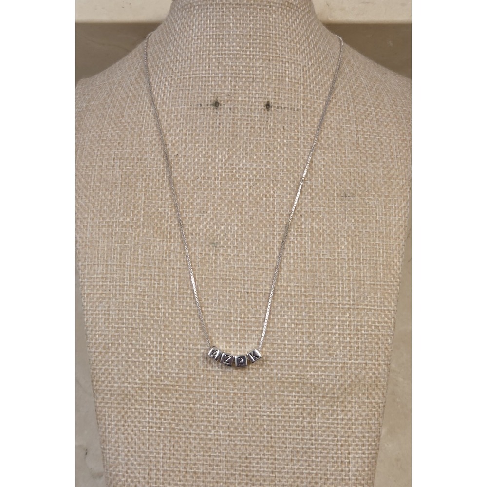 Unique Sterling Silver AZ2K‎ Letters Charm Necklace 16" Box Chain